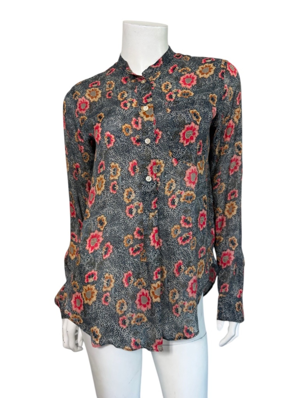 Isabel Marant Etoile Silena Flowers Blouse in Faded Black Size FR 34 US 0
